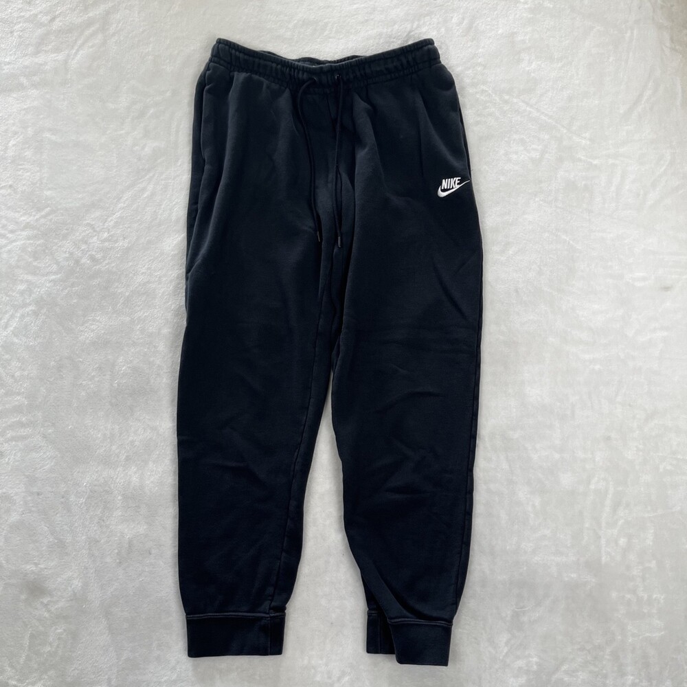 Nike Black Fleece Jogger Pants Women’s Size Medium Y2K Cuffed Gym Lounge